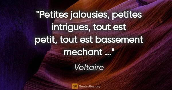 Voltaire citation: "Petites jalousies, petites intrigues, tout est petit, tout est..."