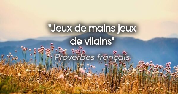 Proverbes français citation: "Jeux de mains jeux de vilains"