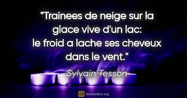 Sylvain Tesson citation: "Trainees de neige sur la glace vive d'un lac: le froid a lache..."