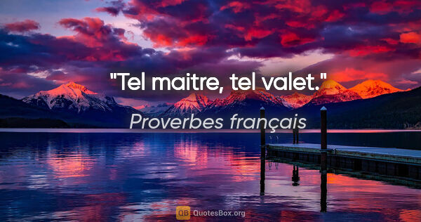 Proverbes français citation: "Tel maitre, tel valet."