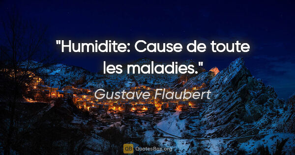 Gustave Flaubert citation: "Humidite: Cause de toute les maladies."