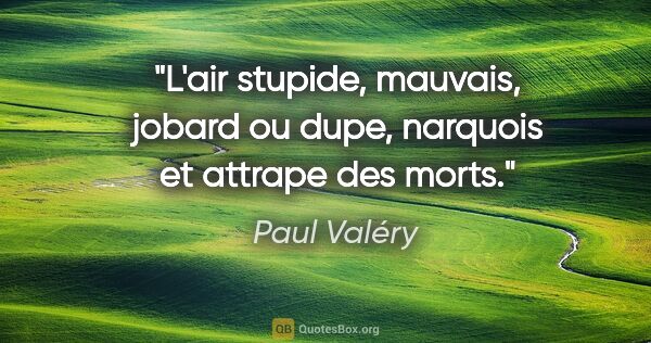 Paul Valéry citation: "L'air stupide, mauvais, jobard ou dupe, narquois et attrape..."