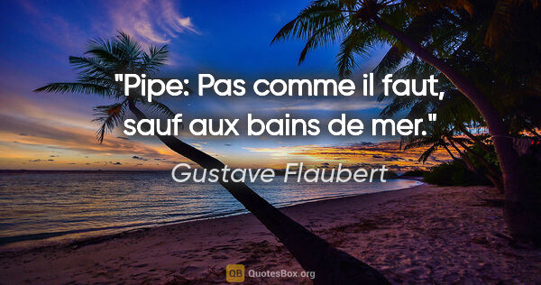 Gustave Flaubert citation: "Pipe: Pas comme il faut, sauf aux bains de mer."