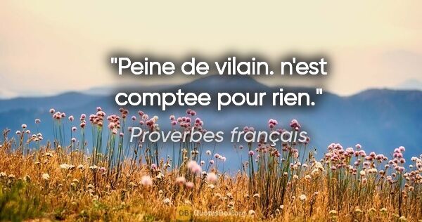 Proverbes français citation: "Peine de vilain. n'est comptee pour rien."