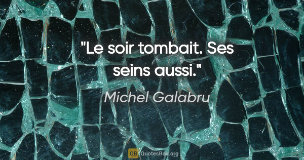 Michel Galabru citation: "Le soir tombait. Ses seins aussi."