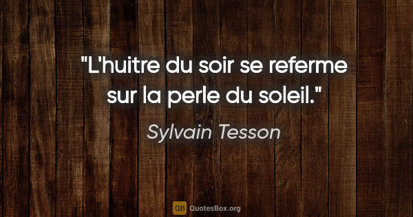 Sylvain Tesson citation: "L'huitre du soir se referme sur la perle du soleil."
