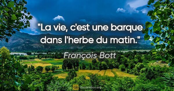 François Bott citation: "La vie, c'est une barque dans l'herbe du matin."