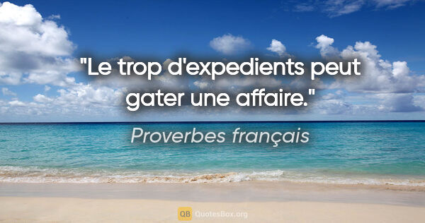 Proverbes français citation: "Le trop d'expedients peut gater une affaire."