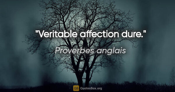 Proverbes anglais citation: "Veritable affection dure."