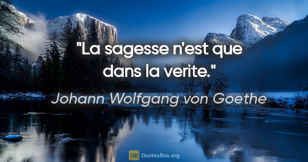 Johann Wolfgang von Goethe citation: "La sagesse n'est que dans la verite."