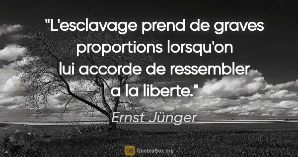 Ernst Jünger citation: "L'esclavage prend de graves proportions lorsqu'on lui accorde..."