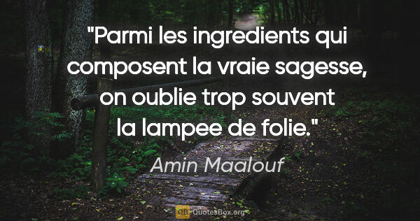 Amin Maalouf citation: "Parmi les ingredients qui composent la vraie sagesse, on..."