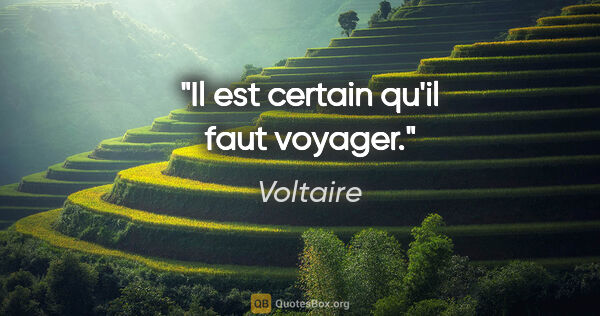 Voltaire citation: "Il est certain qu'il faut voyager."