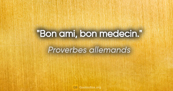 Proverbes allemands citation: "Bon ami, bon medecin."
