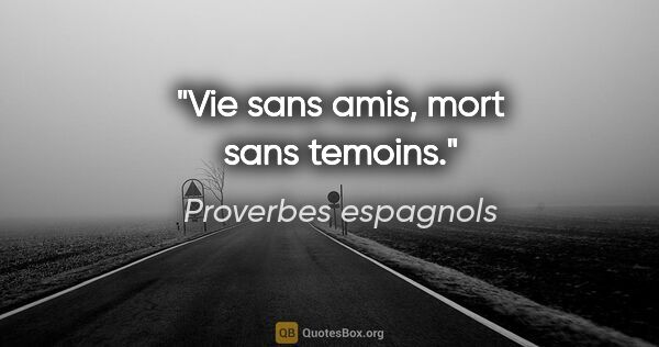 Proverbes espagnols citation: "Vie sans amis, mort sans temoins."