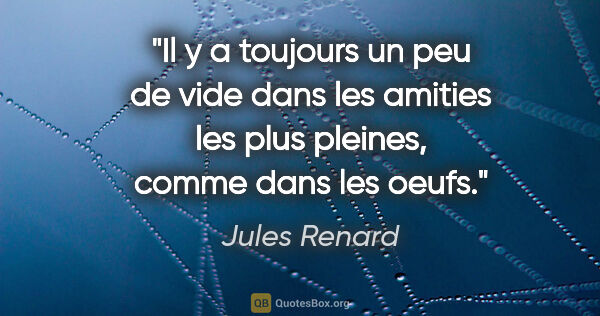 Jules Renard citation: "Il y a toujours un peu de vide dans les amities les plus..."