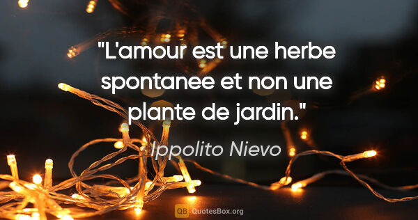 Ippolito Nievo citation: "L'amour est une herbe spontanee et non une plante de jardin."
