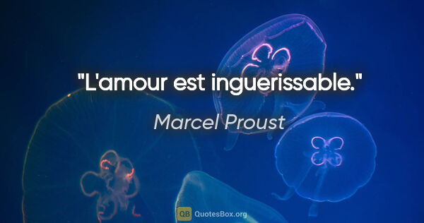 Marcel Proust citation: "L'amour est inguerissable."