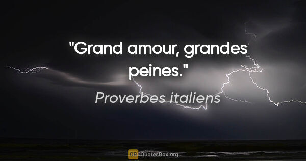 Proverbes italiens citation: "Grand amour, grandes peines."