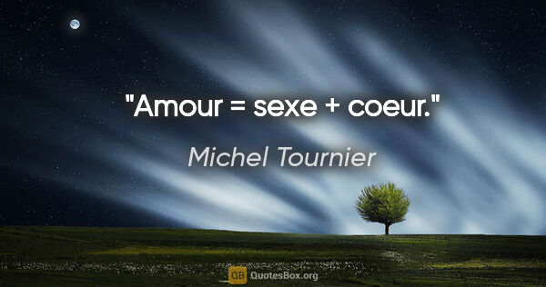 Michel Tournier citation: "Amour = sexe + coeur."