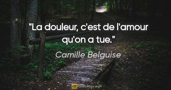 Camille Belguise citation: "La douleur, c'est de l'amour qu'on a tue."