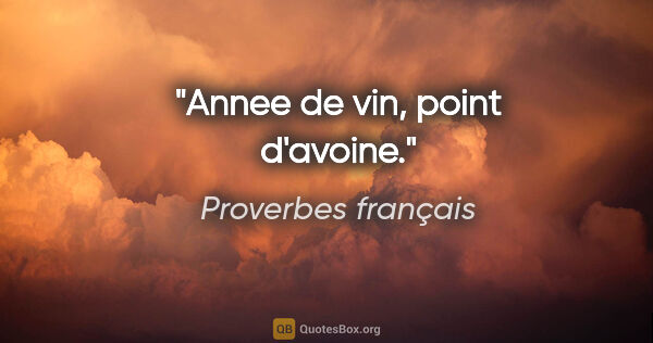 Proverbes français citation: "Annee de vin, point d'avoine."