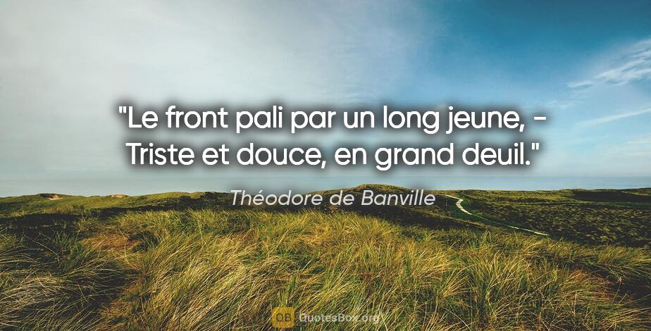 Théodore de Banville citation: "Le front pali par un long jeune, - Triste et douce, en grand..."