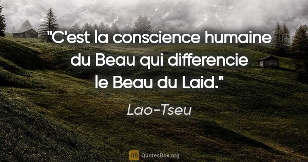 Lao-Tseu citation: "C'est la conscience humaine du Beau qui differencie le Beau du..."
