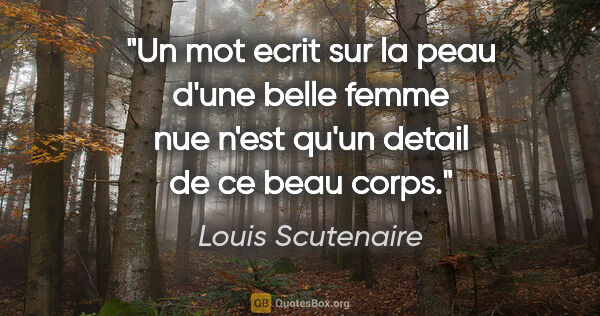 Louis Scutenaire citation: "Un mot ecrit sur la peau d'une belle femme nue n'est qu'un..."