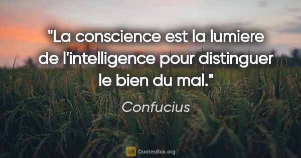 Confucius citation: "La conscience est la lumiere de l'intelligence pour distinguer..."
