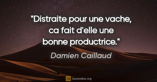 Damien Caillaud citation: "Distraite pour une vache, ca fait d'elle une bonne productrice."