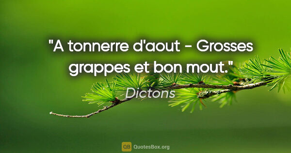 Dictons citation: "A tonnerre d'aout - Grosses grappes et bon mout."
