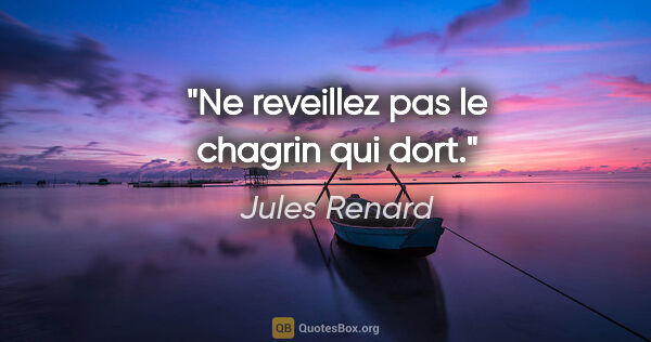 Jules Renard citation: "Ne reveillez pas le chagrin qui dort."