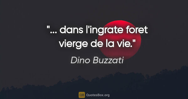Dino Buzzati citation: "... dans l'ingrate foret vierge de la vie."