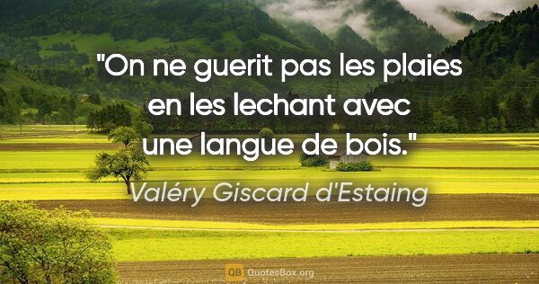 Valéry Giscard d'Estaing citation: "On ne guerit pas les plaies en les lechant avec une langue de..."