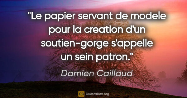Damien Caillaud citation: "Le papier servant de modele pour la creation d'un..."