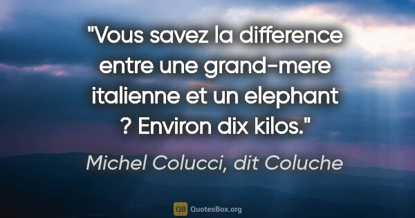 Michel Colucci, dit Coluche citation: "Vous savez la difference entre une grand-mere italienne et un..."