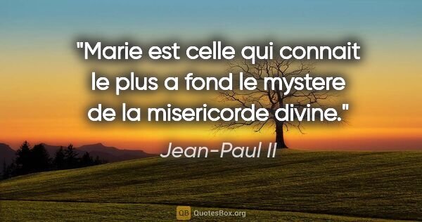 Jean-Paul II citation: "Marie est celle qui connait le plus a fond le mystere de la..."