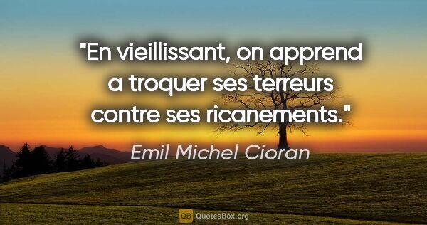 Emil Michel Cioran citation: "En vieillissant, on apprend a troquer ses terreurs contre ses..."