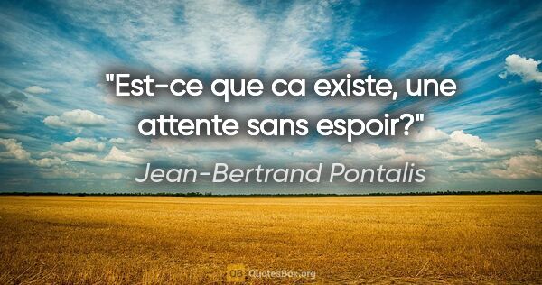 Jean-Bertrand Pontalis citation: "Est-ce que ca existe, une attente sans espoir?"