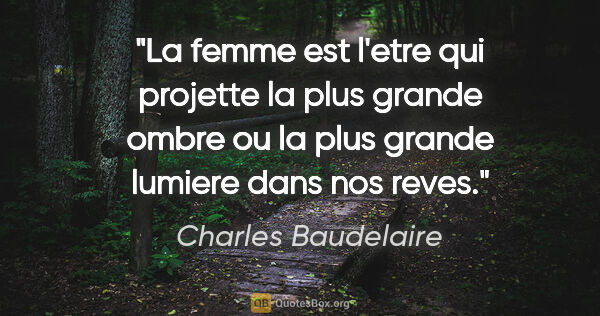 Charles Baudelaire citation: "La femme est l'etre qui projette la plus grande ombre ou la..."