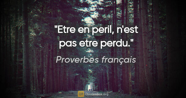 Proverbes français citation: "Etre en peril, n'est pas etre perdu."