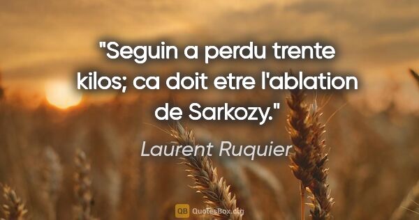 Laurent Ruquier citation: "Seguin a perdu trente kilos; ca doit etre l'ablation de Sarkozy."