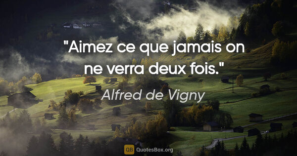 Alfred de Vigny citation: "Aimez ce que jamais on ne verra deux fois."