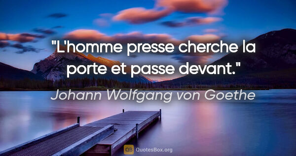 Johann Wolfgang von Goethe citation: "L'homme presse cherche la porte et passe devant."