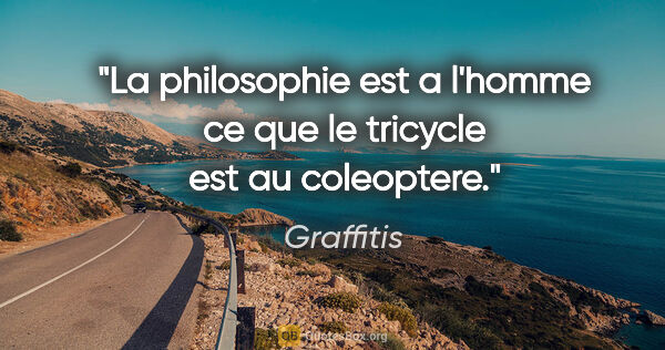 Graffitis citation: "La philosophie est a l'homme ce que le tricycle est au..."