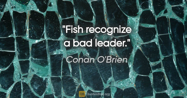 Conan O'Brien quote: "Fish recognize a bad leader."