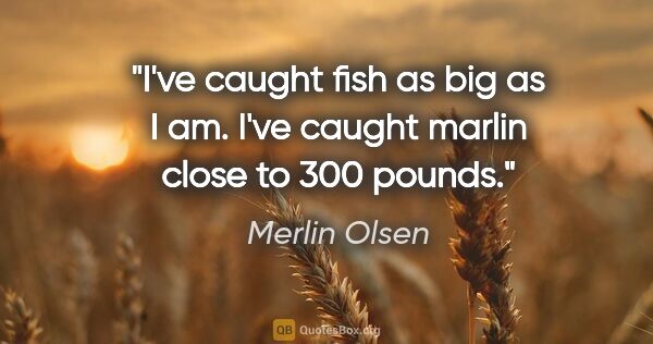 Merlin Olsen quote: "I've caught fish as big as I am. I've caught marlin close to..."