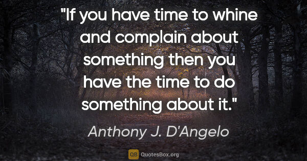 Anthony J. D'Angelo quote: "If you have time to whine and complain about something then..."