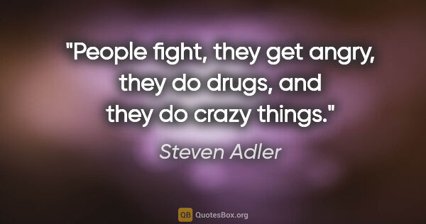 Steven Adler quote: "People fight, they get angry, they do drugs, and they do crazy..."
